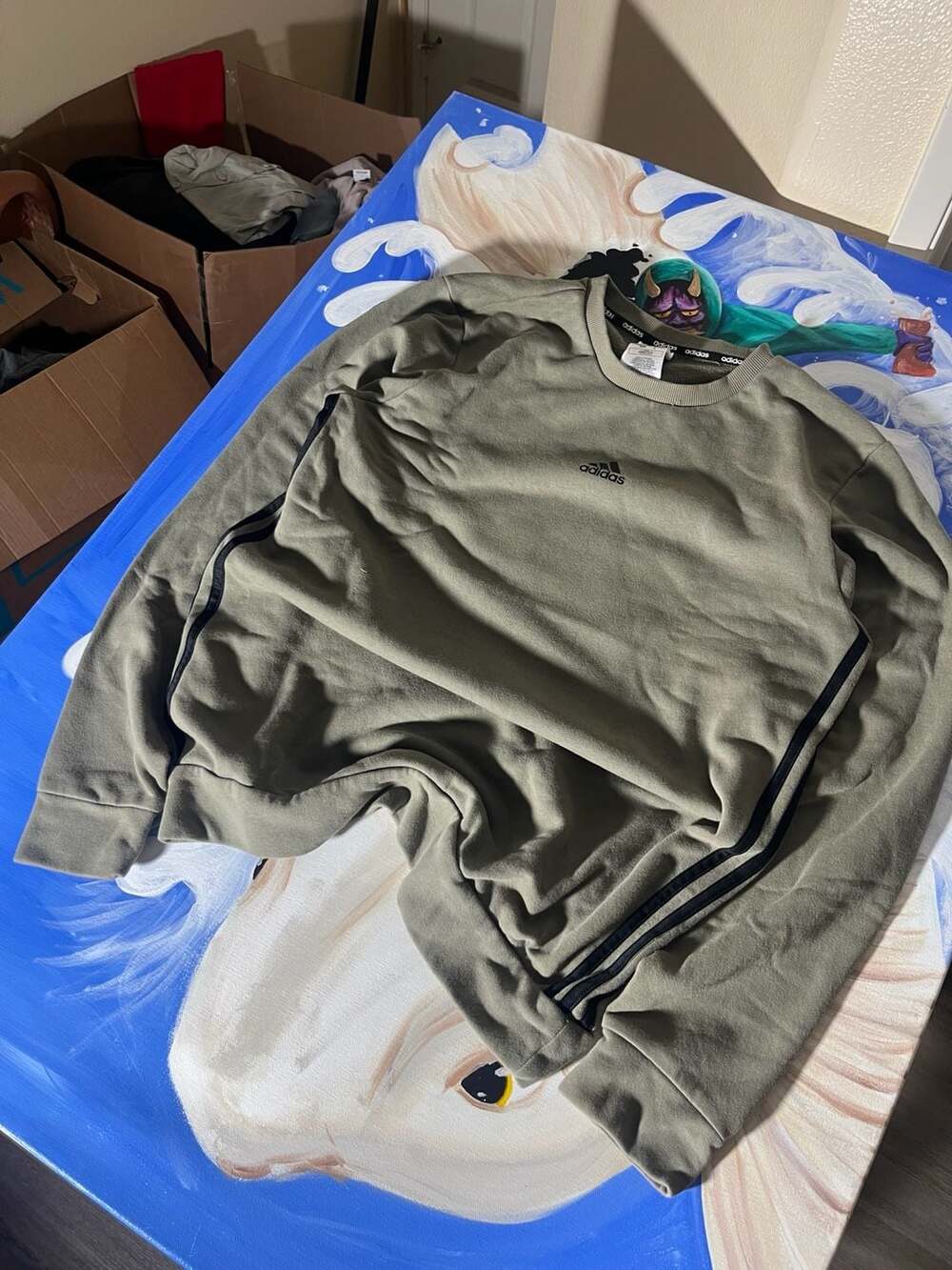 Adidas Olive Green Crewneck Sweatshirt Size M